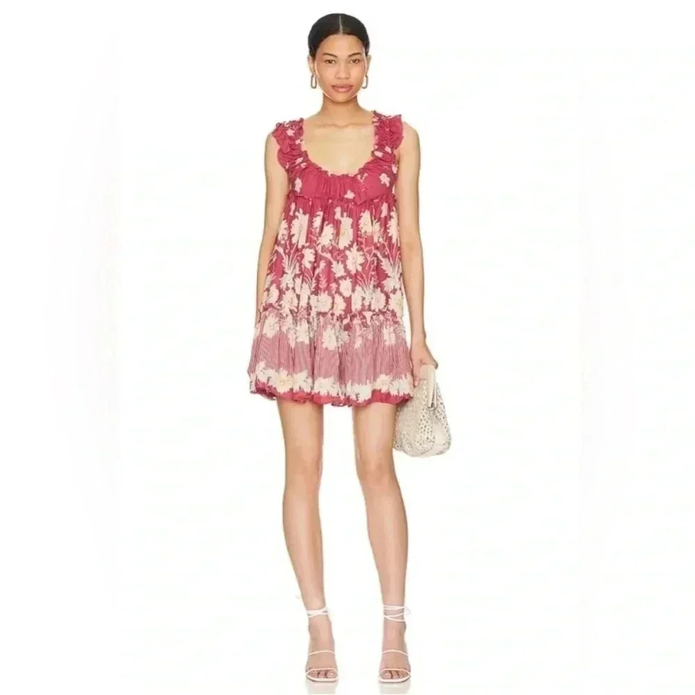 NWT Free People Intimately Bali Wild Daisy Slip Mini Dress Renaissance Red Combo - Picture 4 of 8